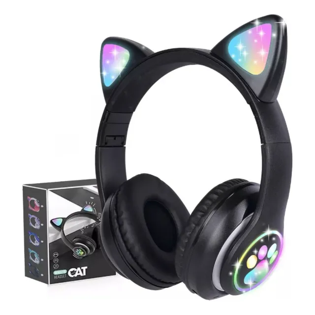 Audifonos Orejas De Gato Bluetooths 5.1 Led Diadema Ninos 