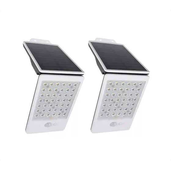 Panel Solar Led 4w Con Sensor Movimiento Luz Neutra Ip67 X2