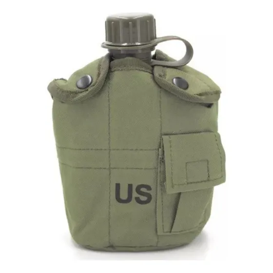 Cantimplora Estilo Militar Incluye Funda Vaso De Aluminio.