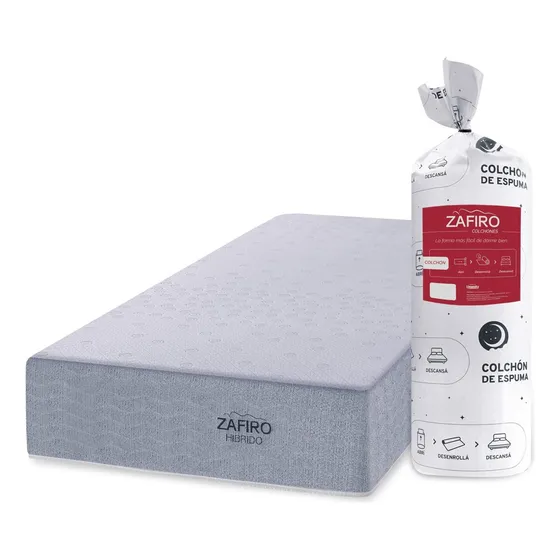 Colchón Zafiro Hibrido Express Bordados exclusivos 100x190x22
