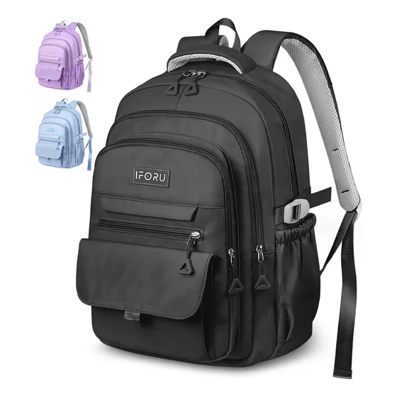 Mochila Escolar Viaje Bolsa Para Laptop 16 Inch Antirrobo Hombres Mochilas Backpack-18l Negro Iforu 40l