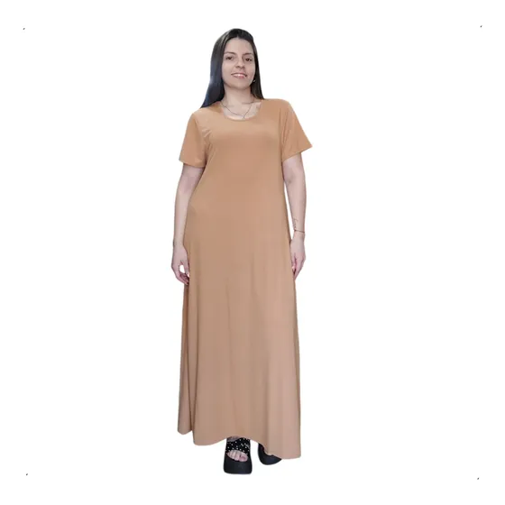 Maxi Vestido Largo Mujer Amplio Manga Corta Talle Grande 