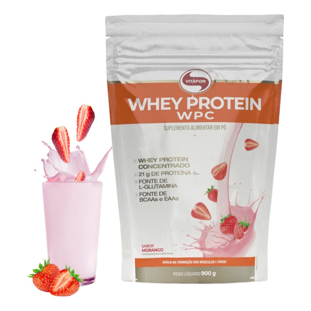 Whey Protein Concentrado - Morango - Vitafor - 100 % Whey Whey Protein Concentrado - Morango - Vitafor - 100 % Whey