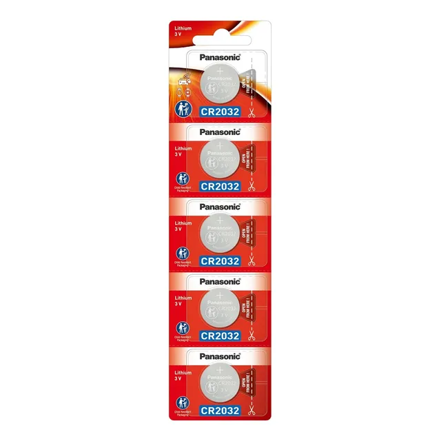 Pack 5 Pilas Panasonic Botón Litio Cr2032 3v