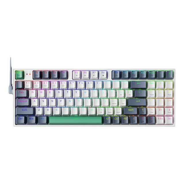 Teclado gamer Machenike K500-B94 QWERTY Mecanico Switch Red inglés US color blanco con luz RGB