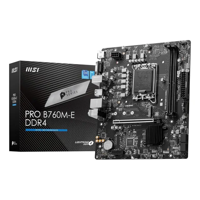 Msi Tarjeta Madre Pro B760m-e Ddr4 Lga 1700 2x Ddr4 1x M.2 Pcie 4.0 Micro Atx