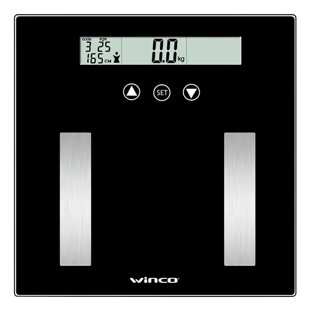 Balanza Personal Digital Baño Vidrio Mide Grasa Winco W-7002 Color Negro