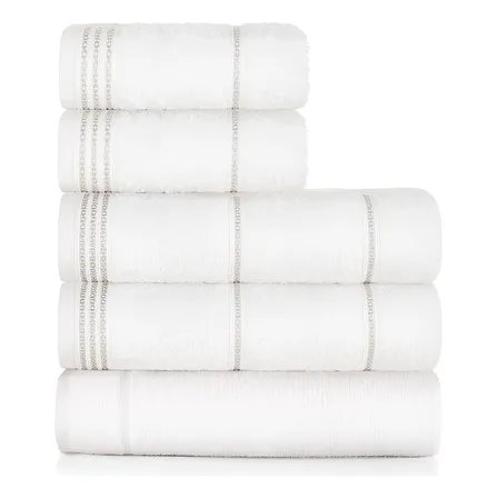 Jogo De Toalhas Altenburg Striscia 5 Peças Branco 100 Algodão