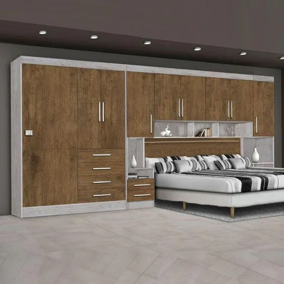 Dormitório Georgia Ja Avelã /jequitibá Para Cama Box Casal