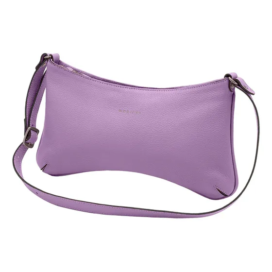 Bolsa Shoulder Feminina De Couro Bovino Mariart Lavanda Cor Violeta Desenho Do Tecido Lisa