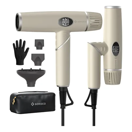 Secador De Cabelo Gokoco Gd045 1500w Portátil Dobrável Bege 127/220v