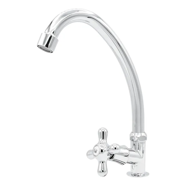 Llave De Cocina Para Mesón Con Cuello De Ganso Y Pomo Cruz