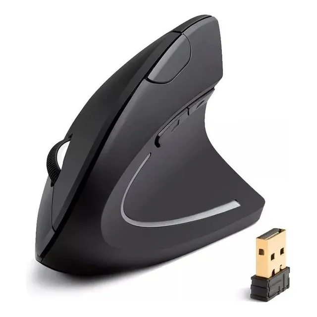 Mouse Inalambrico Ergonomico Diseño Vertical Usb Pc Oficina Negro