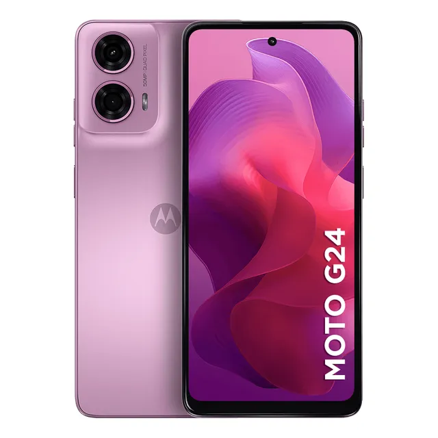 Smartphone Motorola Moto G24 de 256 GB y 8 GB (4 GB de RAM+4 GB de Ram Boost), cámara AI, visión nocturna de 50 MP, color rosa