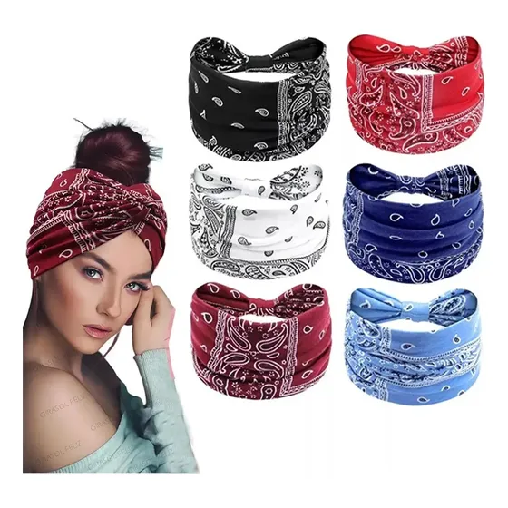 6pcs Bohemias Banda Elástica Diadema Mujer Cabello Turbante