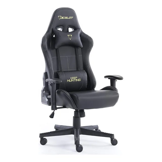 Silla Gamer Ocelot Ergonómica Descansa Brazos Ajustables Reclinable 90-155 grados Soporta hasta 150 Kg Almohadillas Color Negro Modelo OGS-01