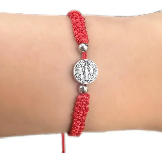 Pulsera Hilo Rojo San Benito Cruz Protección Anti Mal De Ojo