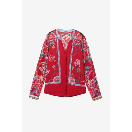 Desigual Blusa Roja S Estampada Nueva
