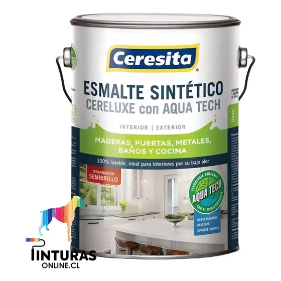 Esmalte Sintetico Cereluxe Aqua Tech Brillante Ceresita 1gl Color Blanco