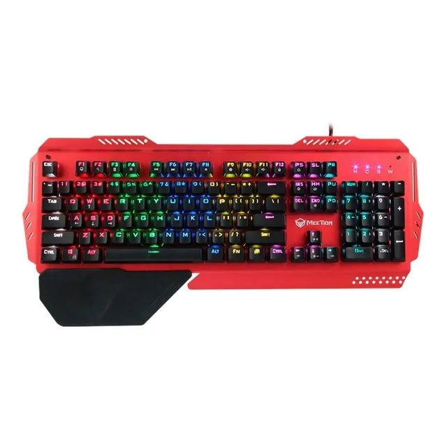 Teclado gamer Meetion QWERTY Plunger inglés US color rojo con luz RGB