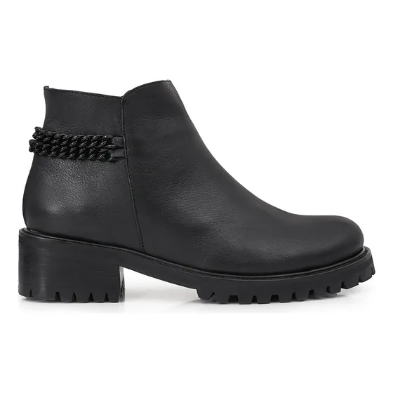 Bota Mujer Cuero Botineta Cadenas Cierre Zapato Briganti