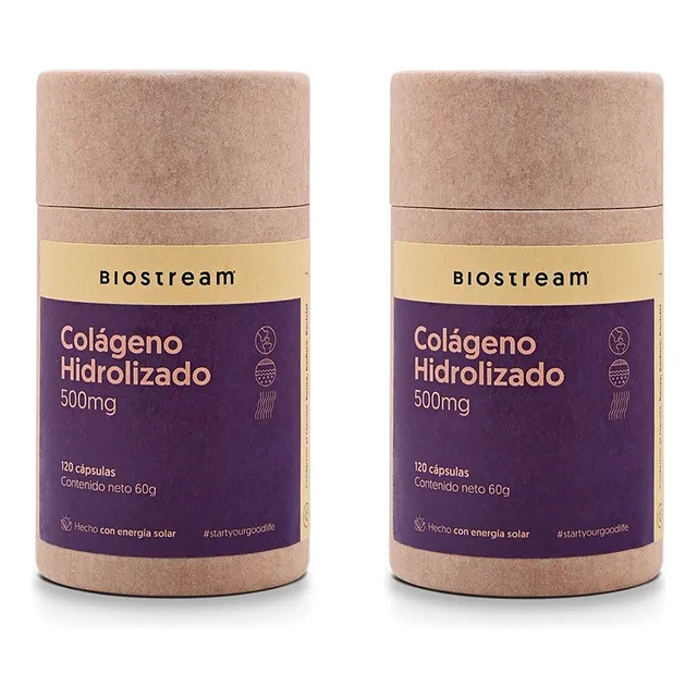 Pack X 2 Colágeno Hidrolizado 500mg 120 Cápsulas Biostream