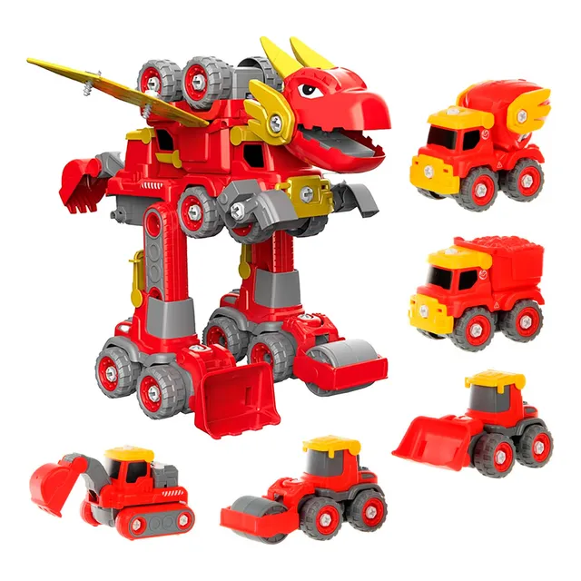 Robot Dragón Transformer 5x1 Autos De Construcción - El Rey