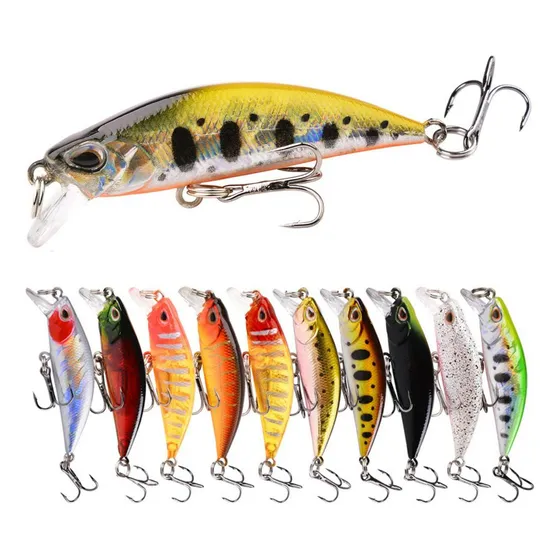 10 Unidades De Iscas De Pesca Mini Sinking Minnow Wobblers 5