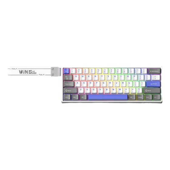 Teclado Aula Win60he Max Rgb Blue Switch Branco/cinza/azul