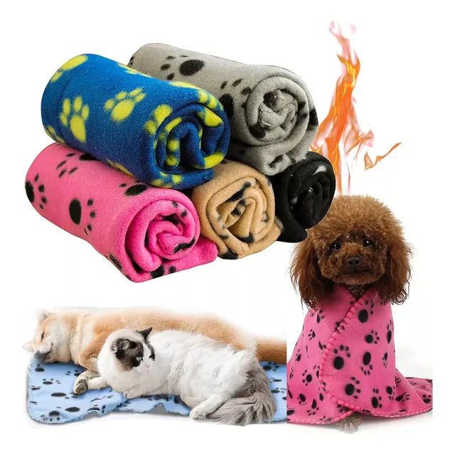 Cobija Para Mascotas Perro Gato C/diseño Huellas 100x70 3pzs