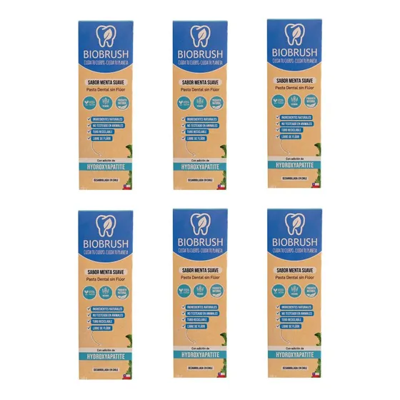 Pack 6 Pasta Dental Natural Menta S/flúor Hydrox. (ha) 100gr