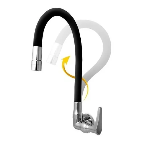 Llave De Lavadero Con Pico Flexible Portofino Vainsa Acabado silicona Color Negro