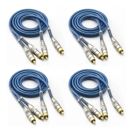 4 Cabos Rca Blindado Prime Plug 1m Metal Profissional