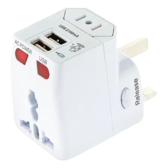 Adaptador Universal Treqa Para Viaje Con 2 Usb 