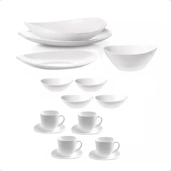 Set 25 Platos Ovalados Vidrio Templado Opalina Vajilla Tazas