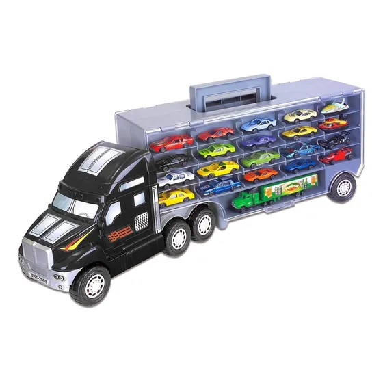Super Carreta C/ 21 Carrinhos Miniatura Caminhao  - Braskit