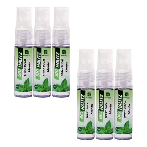 Spray Bucal Menta 15ml Bio Halitz - Natuflores Kit 8un