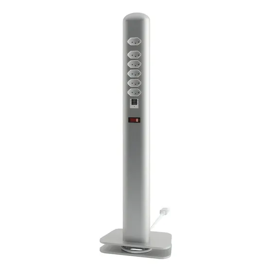 Totem Extensão Elétrica Com 6 Tomadas 1 Usb + 1 Usb-c Octoo Cor Prata 127/220v