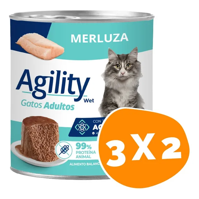 Lata Agility Gato Adulto Merluza 340gr Pack 3 Unidades