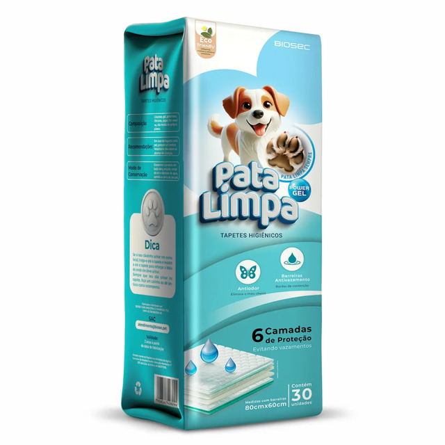 Tapete Higiênico 80x60 30un Pata Limpa Descartável Cachorro Pet Cão Fralda Manta Absorvent...