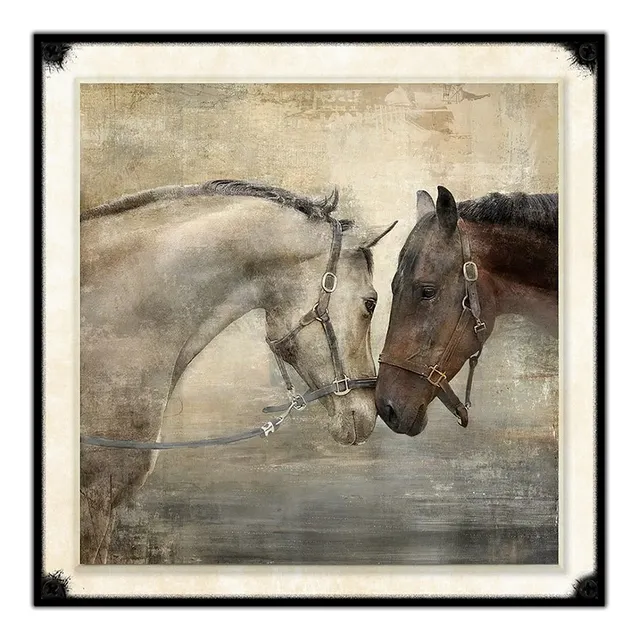 #430 - Cuadro Vintage 30 X 30 - Caballos Poster Dibujo Hogar