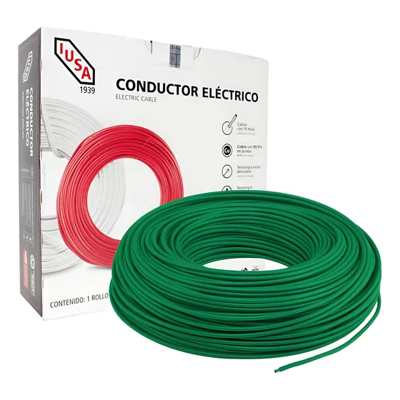 Cable De Cobre Calibre 8 Verde Thhw-ls 399353 Iusa 100 Mts