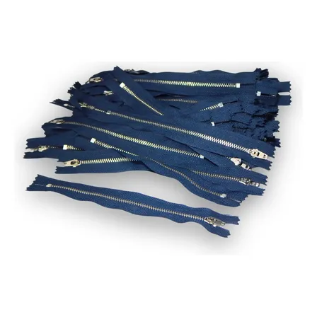 Zíper Em Metal Azul Marinho 15cm 100 Unidades Azul