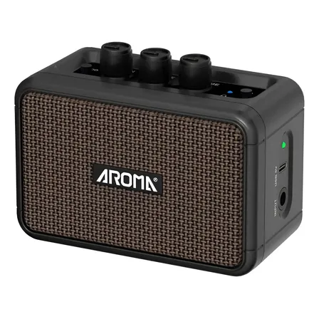 Aroma Mini Amplificador De Elétrica Guitarra 5w, Bluetooth Preto 127/220v