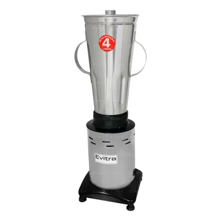 Liquidificador Industrial 4 Litros Alta Rotação Potente Turbo Jarra de Aço Inoxidável Preto e Prata Evitra