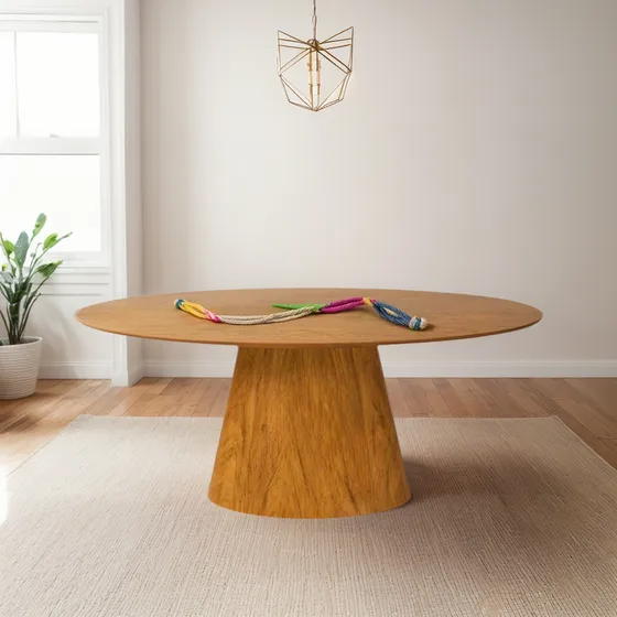  Promoção Mesa De Jantar Cone Oval 2.20x1.20cm Em Freijó 