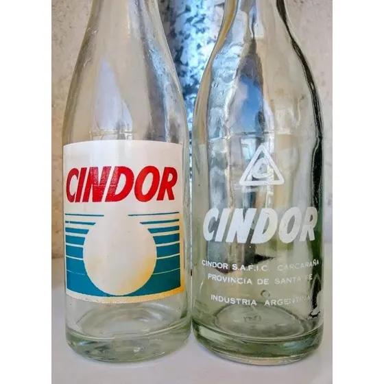 Antigua Botella Leche Cindor Último Logo 190 Cc
