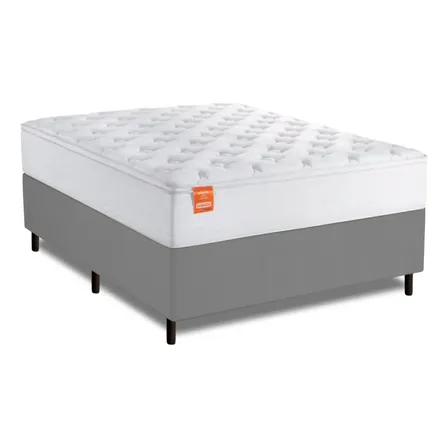 Cama Box Casal Molas Ensacadas Real Branco / Cinza Inducol