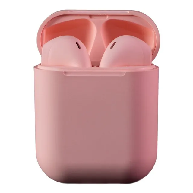 Auriculares in-ear inalámbricos i12 TWS rosa con luz rosa LED