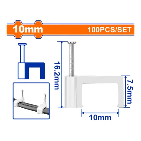 Grapa Para Cable 10mm Blanca Wadfow